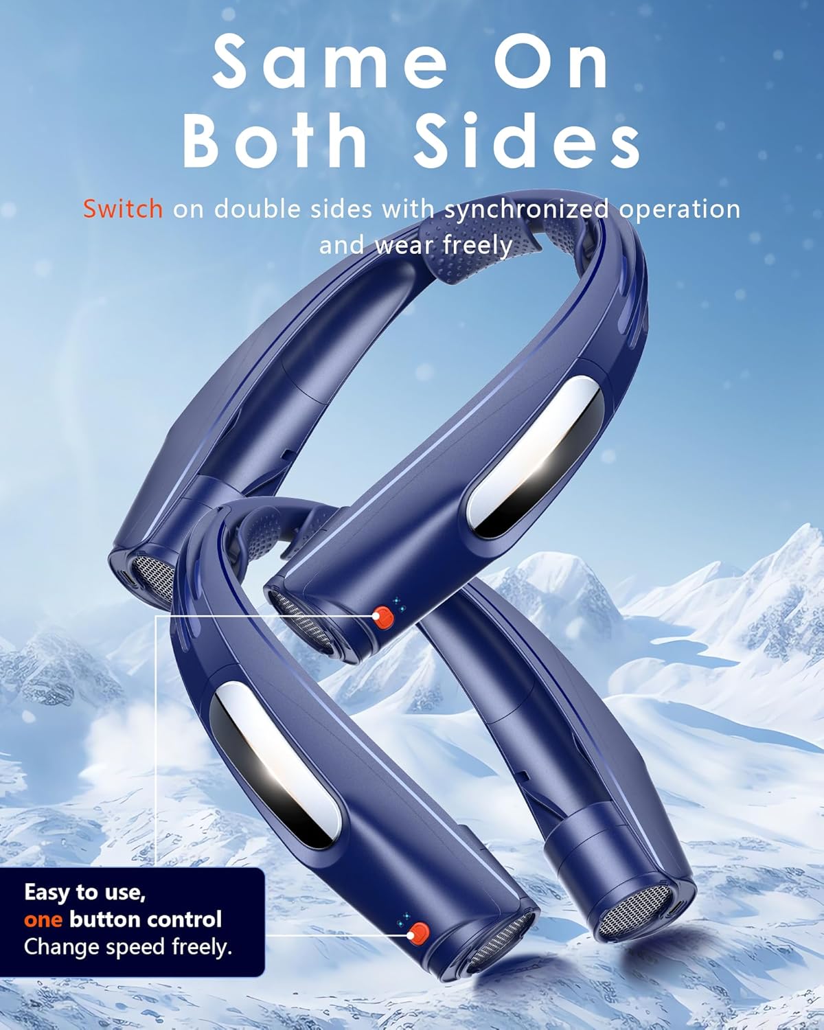 ZEEFO Portable Neck Fan, Hands Free Personal Fan- 6000mAh Battery Operated, Ultra-Quiet USB Rechargeable Fan with 6 Adjustable Speeds, Cooling Wearable Fan for Home, Office, Outdoor, Travel-Blue