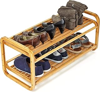 bambuswald© Scarpiera Aperta componibile in Legno di bambù Ecologico, Portascarpe con Due Ripiani, Mobile per l’Ingresso | 75x33x33cm
