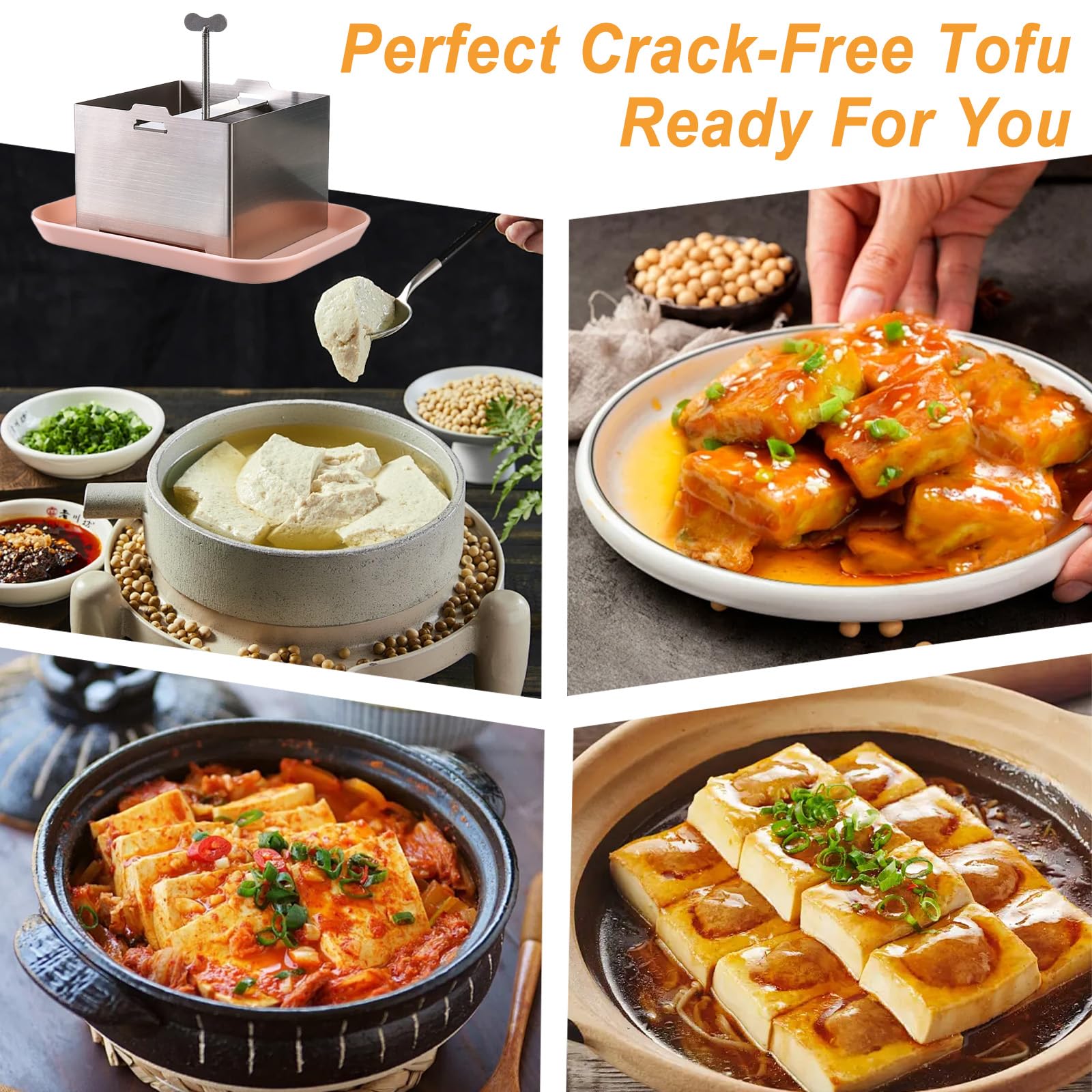 Prasa do tofu, prasa do tofu ze stali nierdzewnej, zestaw do robienia tofu z tacą ociekową i gazą, forma do prasowania tofu dla miłośników narzędzi kuchennych (16 x 12 x 9 cm)