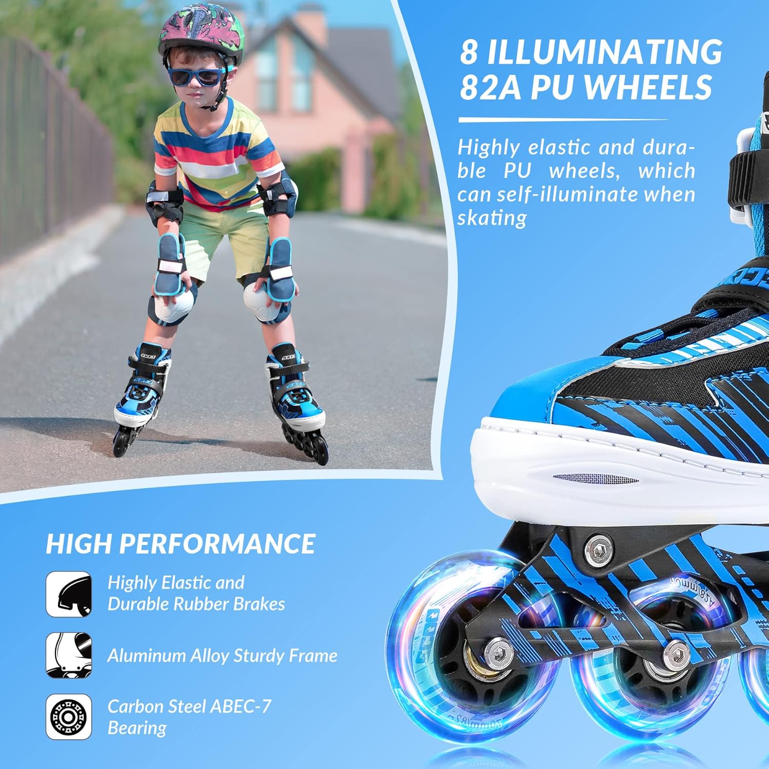 Buy ECOO Adjustable Inline Skates Boys and Girls with Light up Wheels，Roller Blades for Kids