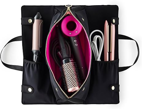 KUSSHI Hair Tools Bag - Oprahs Favorite Things Winner - Neoprene Hair Tools Travel Bag & Hair Accessories Organizer Case Black