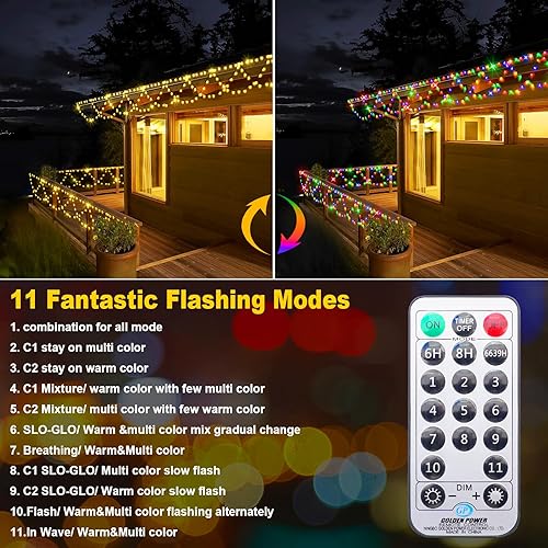 Miniatura 4 de Luces de Navidad para interiores y exteriores, 40 pies, 380 LED, impermeables, 8 modos, extensibles, semicírculo, luces para Navidad, hogar, aleros,