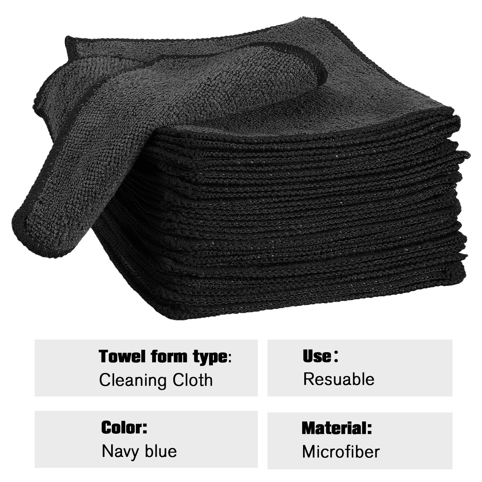 Tanlade Paño de limpieza de microfibra de 6 x 6 pulgadas, trapos de limpieza, toallas de cocina razonables, toallas de microfibra para lavado y borrado en seco (negro, 50 piezas)