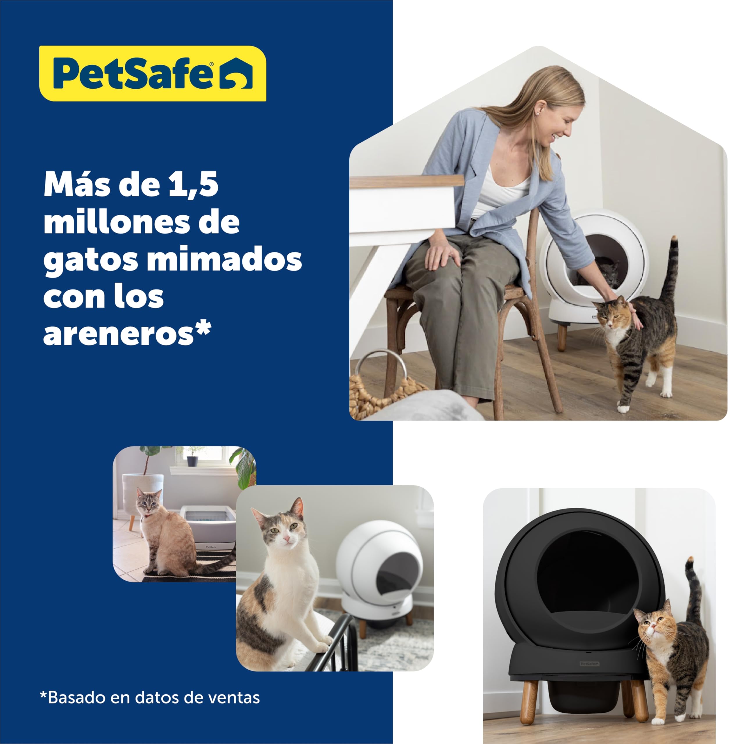 Arenero con autolimpieza ScoopFree SmartSpin de PetSafe – Control de olores avanzado – Aplicación de monitoreo de Salud – Compatible con Cualquier Arena – hasta Dos semanas de Limpieza Manos Libres
