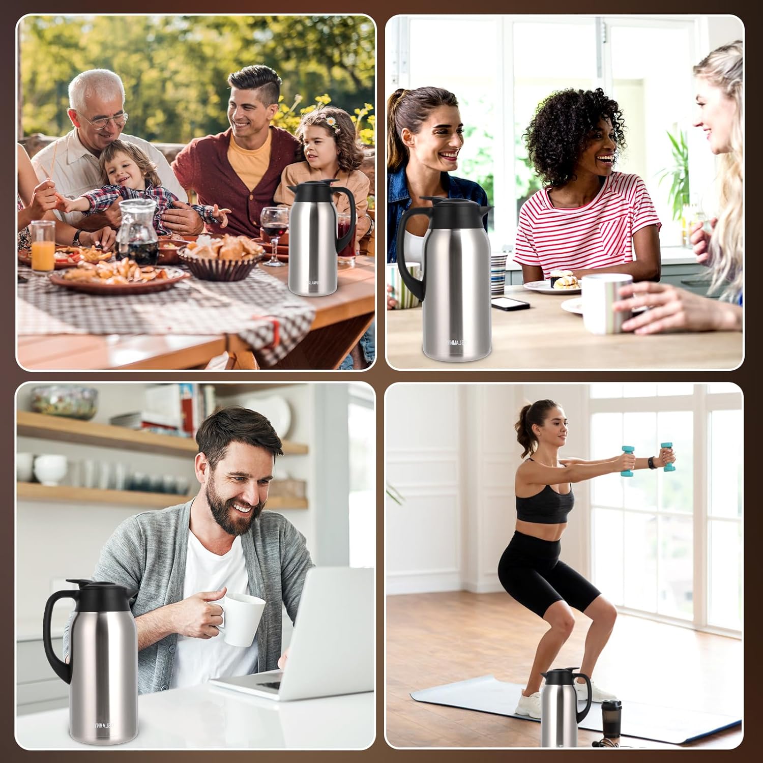 316Stainless Steel Coffee Carafe 84oz - 12 Hours Hot & 24 Hours Cold Large Capacity Coffee Server for Home/Office/Camping Silver