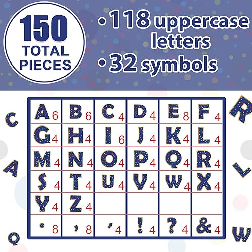 Vista 103 de Juego de 150 letras grandes de 6 pulgadas y puntuación, colorido alfabeto recortado para el aula para exhibir tablón de anuncios, escuela en casa