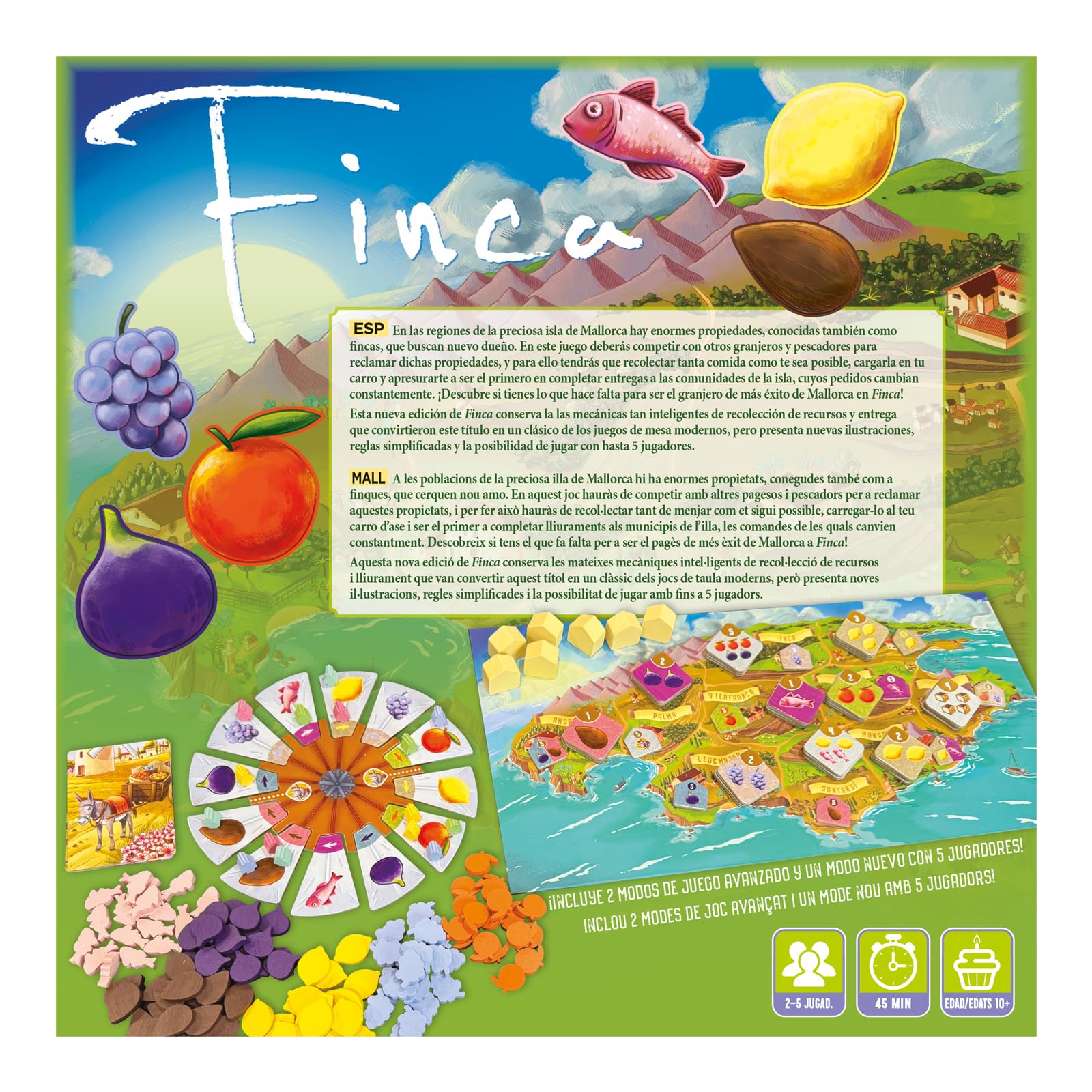 Devir Finca: Gioco da tavolo strategico a Maiorca, raccolta di risorse e consegne, edizione migliorata con mini espansioni, da 2 a 5 giocatori, +10 anni (BGFINSC)
