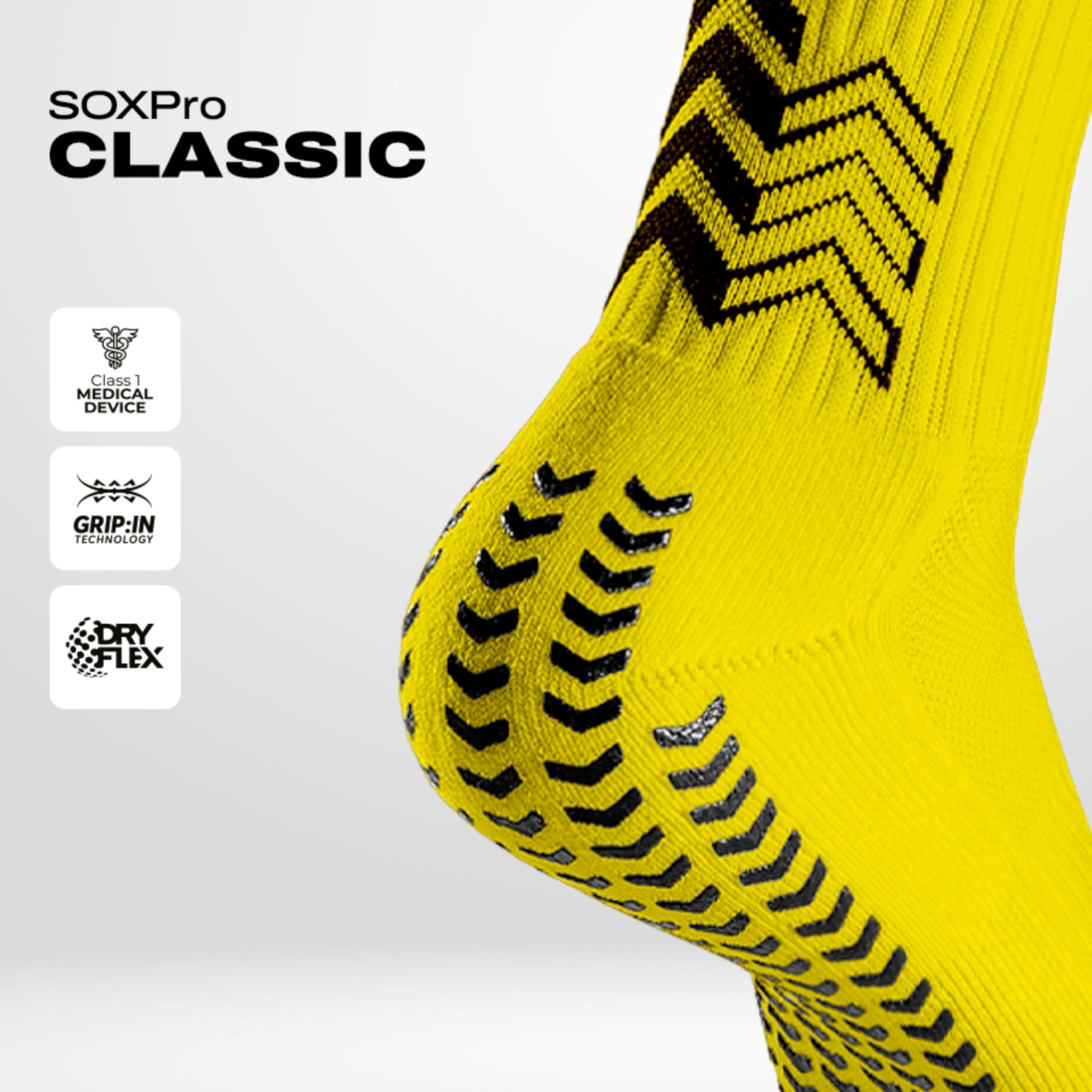 SOXPro Classic - Rutschfeste Fußballsocken - Silikon Grip - Männer Frauen - Anti-Blase, atmungsaktiv und professionell - Sport, Laufen, Padel, Tennis und Radfahren