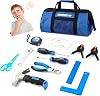 12-Piece Kids Tool Set with Tool Storage Bag, Junior Real Hand Tool Kit for Boys & Girls, Children Learning Tools for DIY Building and Woodworking, Age 8