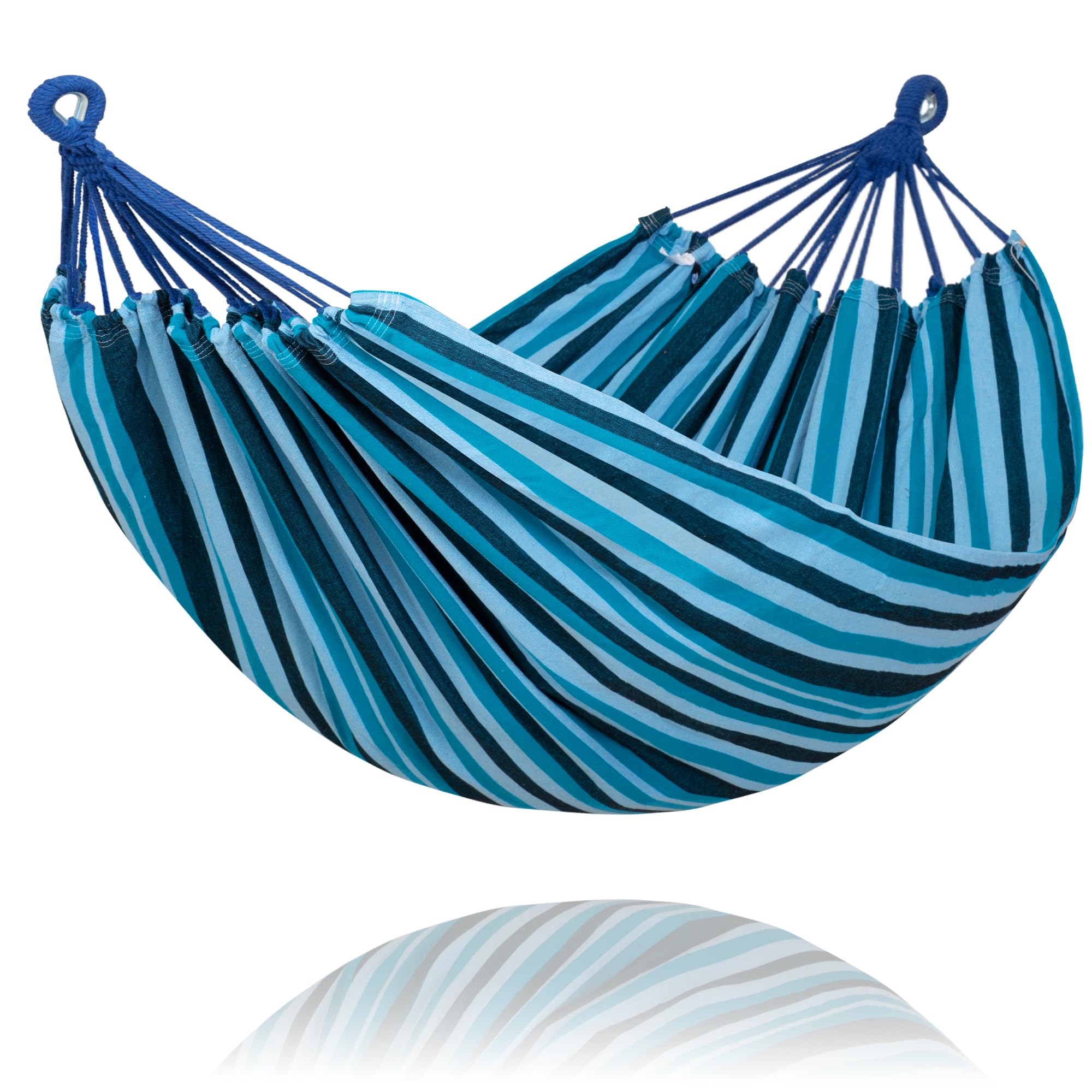 SUNCREAT Hammocks Outdoor Camping Double Hammock, Navy &amp; Blue
