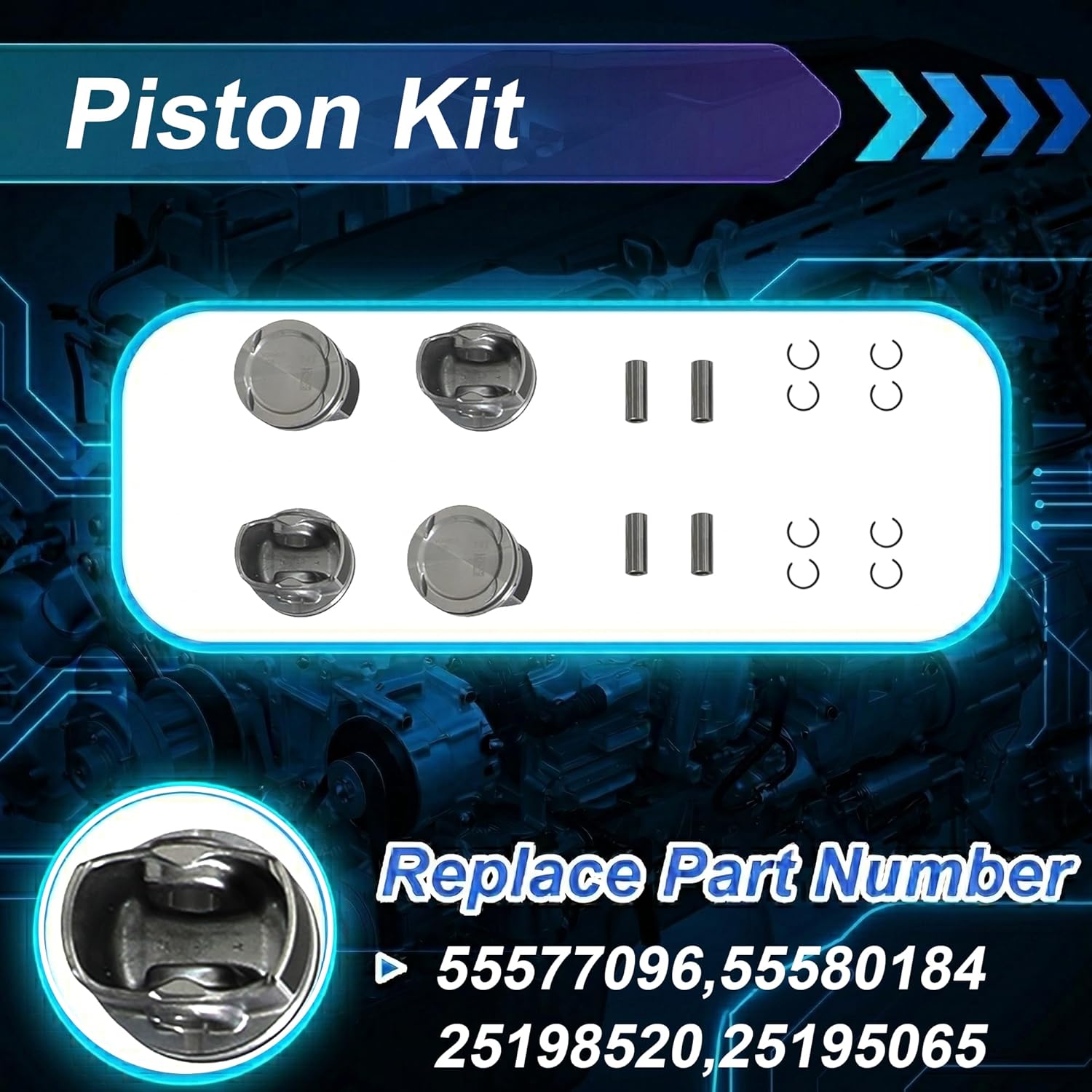 1.4 Head Gasket Set w/Timing Chain Kit Piston Rings Set Fit for Chevy Cruze Sonic Trax Cruze Limited Buick Encore Engine Overhaul Rebuild Set 2011-2016 1.4L HS26540PT-1 94311S