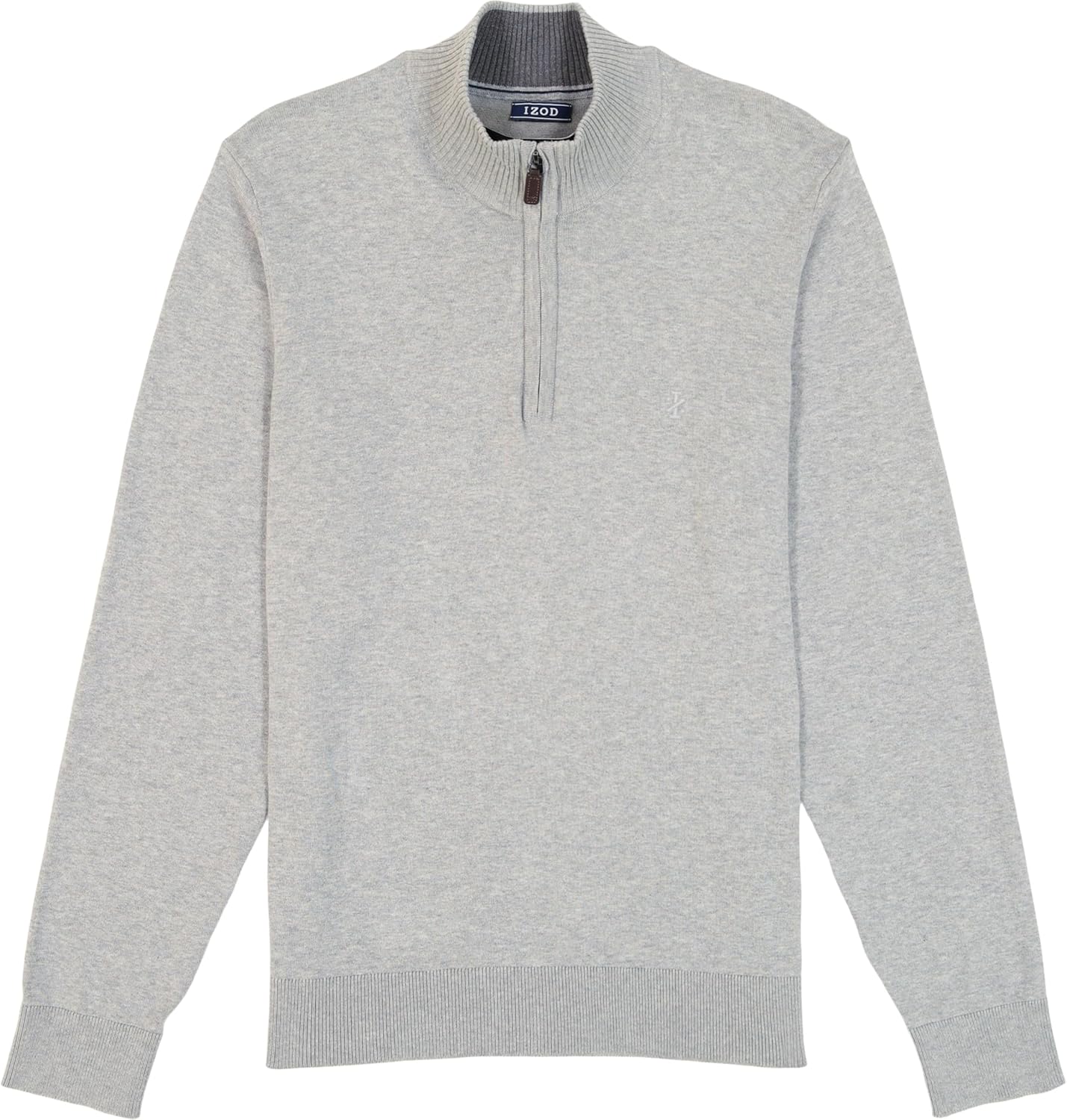 IZOD Men's Premium Essentials Quarter Zip Sweater, Light Grey Heather