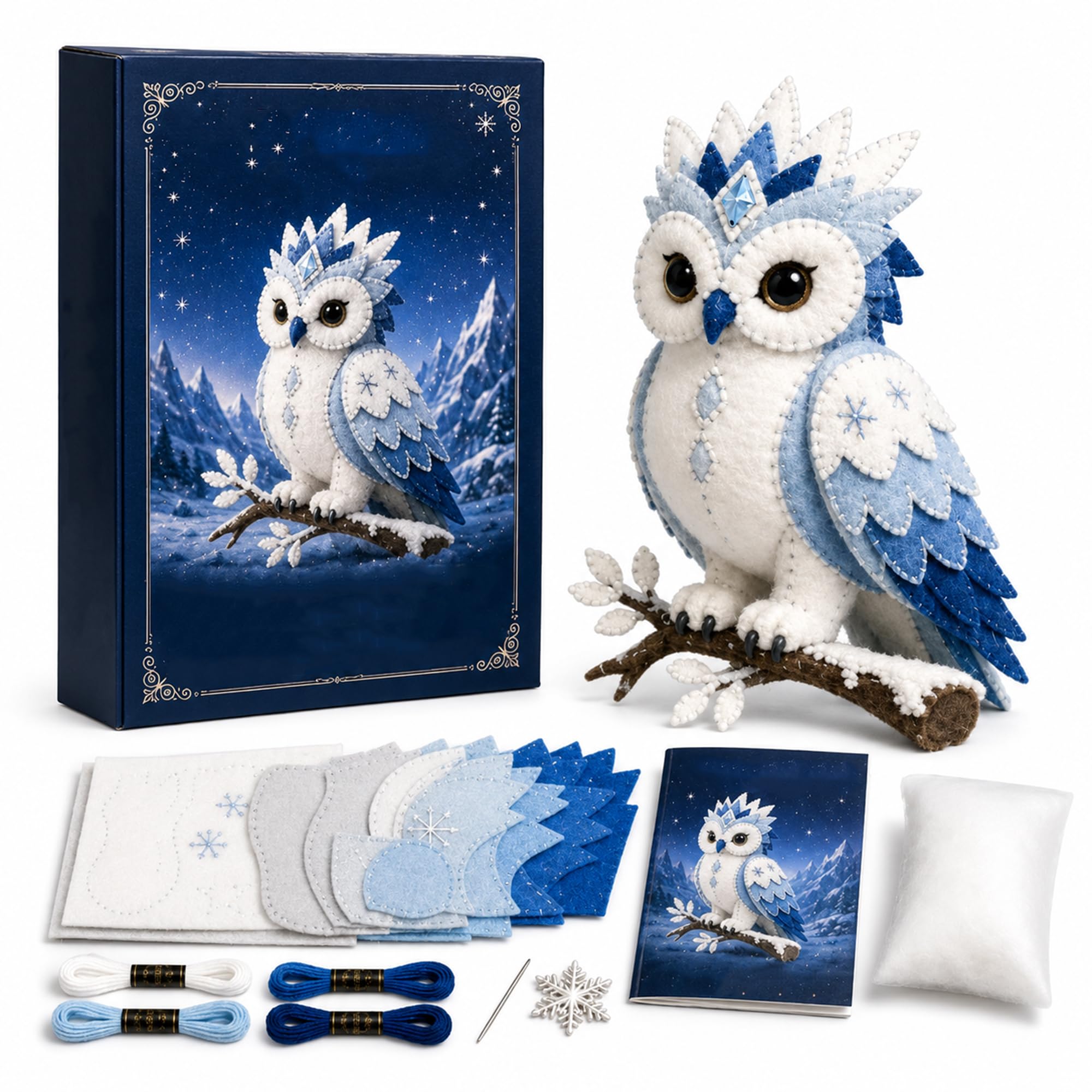 Arctic Winter Guardians DIY Patchwork Kit, 3D Stuffed Animals Mythical Creature, Felt Animal Sewing Kit for Beginners, Pre-Cut Handmade Craft Kit for Home Decor & Creative Gift (*H) — image 1