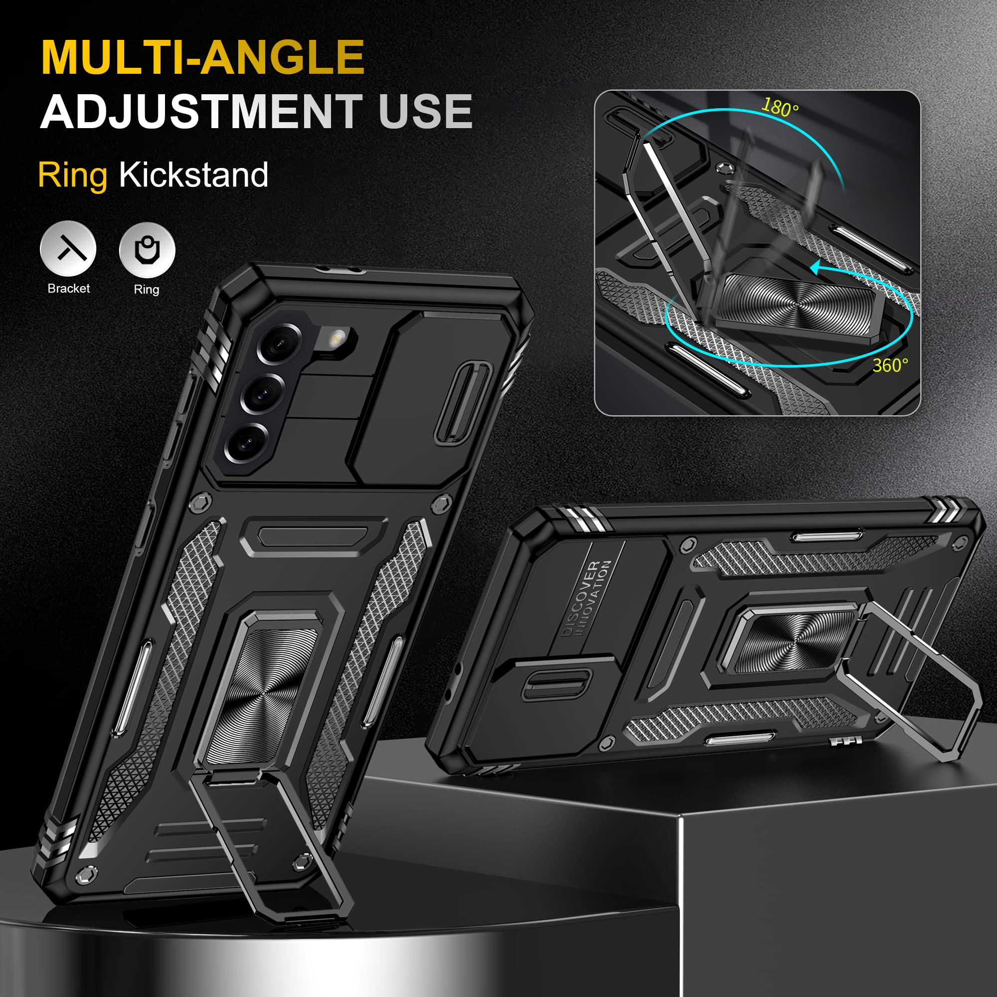 Samsung Galaxy S21 Camera Case - Slide Cover & Ring Holder -4