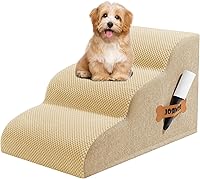 Vista 1 de Escaleras para perros Romrol, rampa para camas y sofás, escalones extra anchos para mascotas con cubierta duradera impermeable y antideslizante