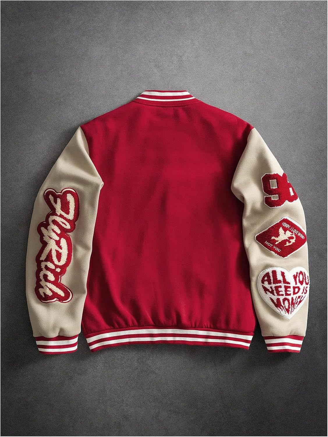 VIPWOLF Men's Letter Embroidered Varsity Jackets Button Up Baseball Jacket