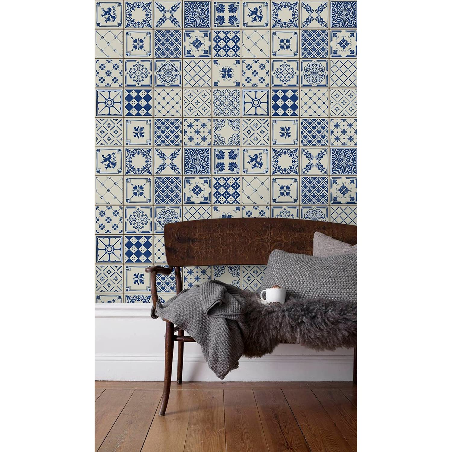 Papier Peint Azulejos Muralo 208x146cm en Latex pour Décoration de Meuble Chambre