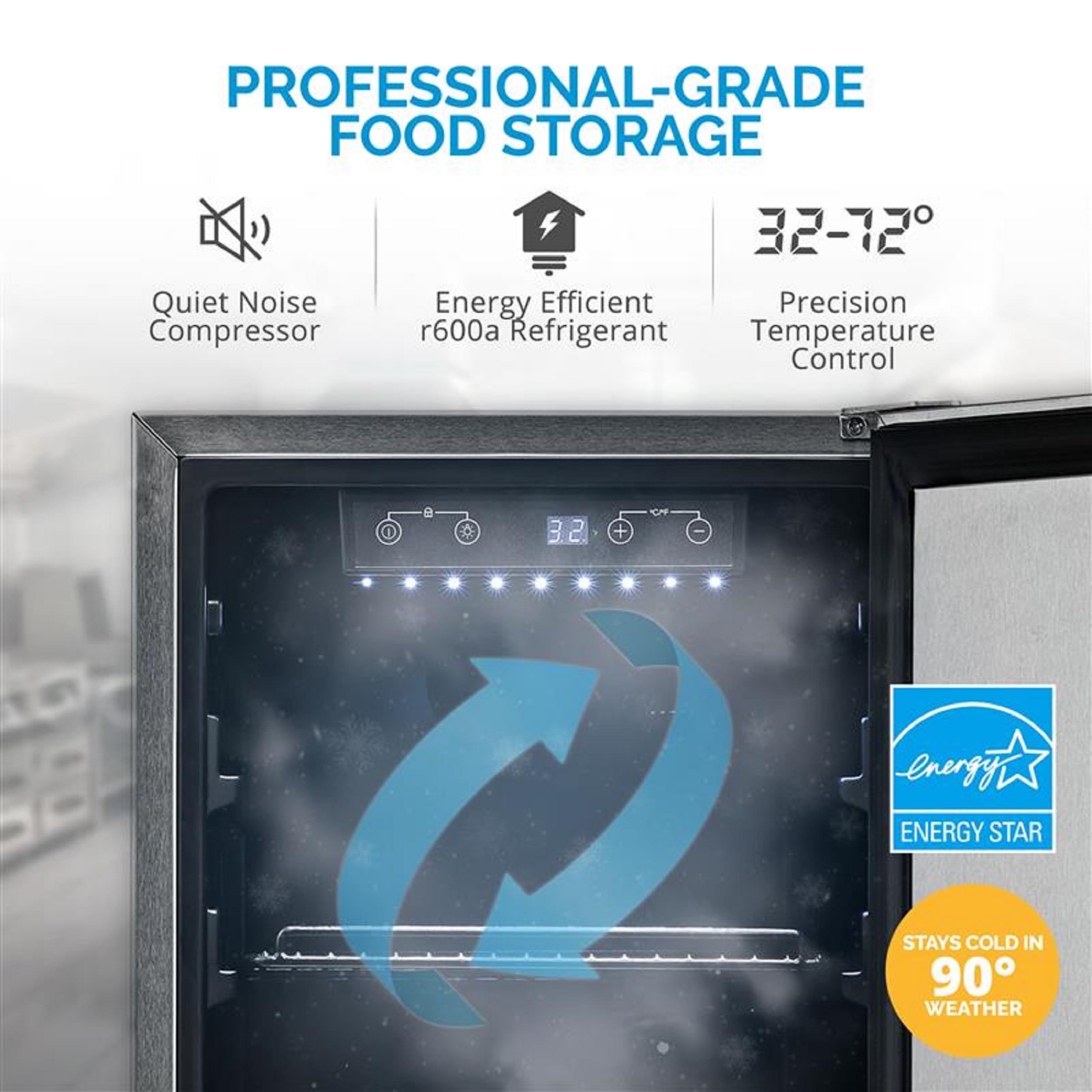 NewAir 15" Commercial Built-In Or Under Counter Refrigerator | 3.2 Cu. Ft. Weatherproof Outdoor Fridge For Patio, Indoor & Commercial Use | Stainless Steel on Fridge.com - View 5