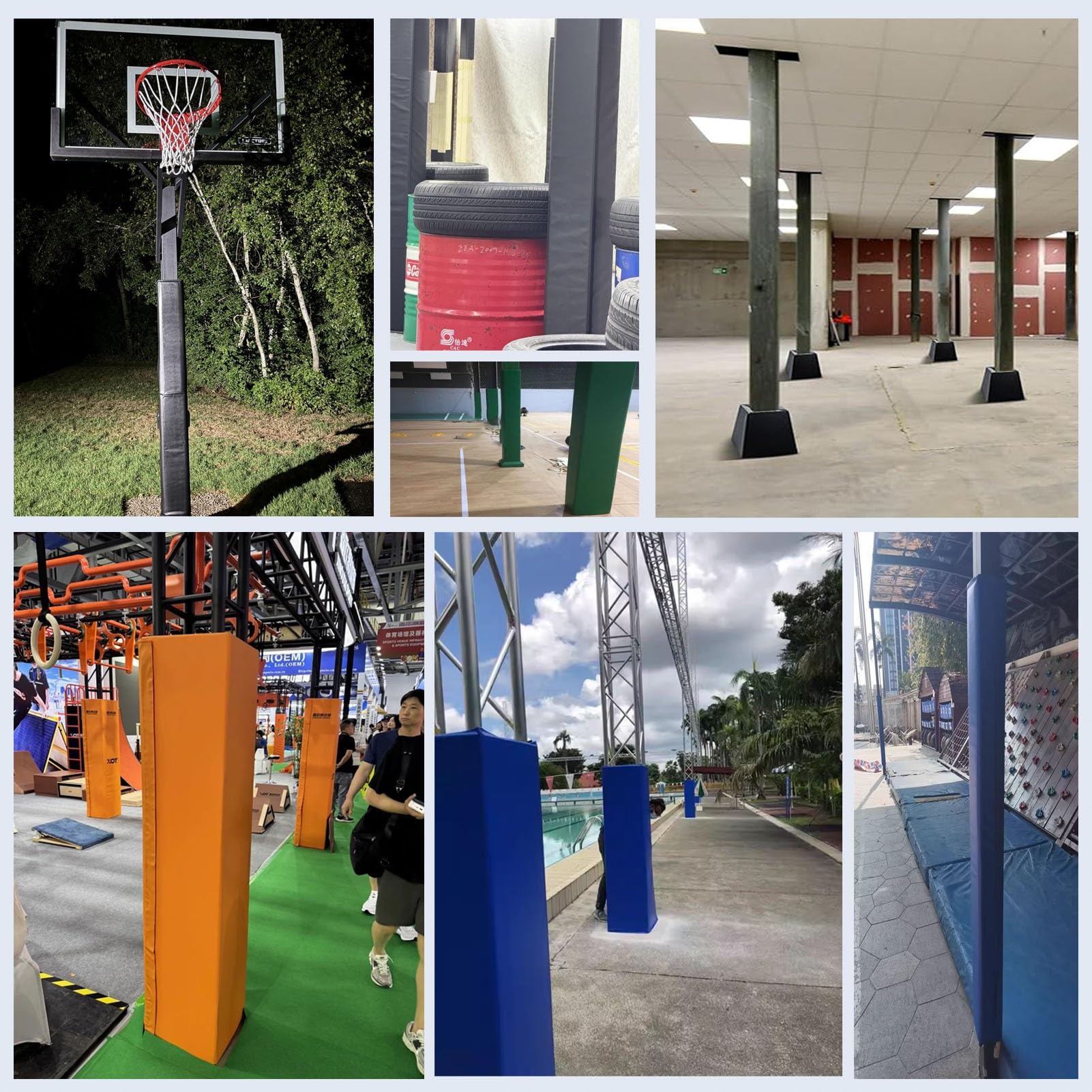Acolchado de poste interior para bastones de voleibol de baloncesto, poste de garaje cuadrado envolvente para sótano, acolchado negro de 70 71 72 pulgadas de alto