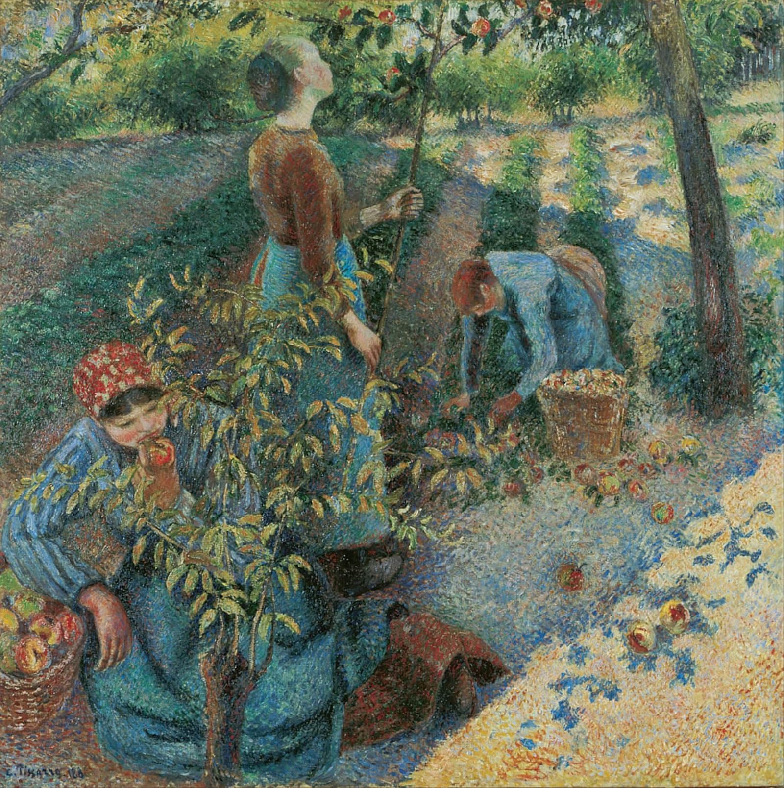 ARTXLXXBN Famous Painting Canvas Artwork Graffiti Print Apple Picking by Camille Jacob Pissarro Portrait Canvas Image for Home Decor 60x90cm