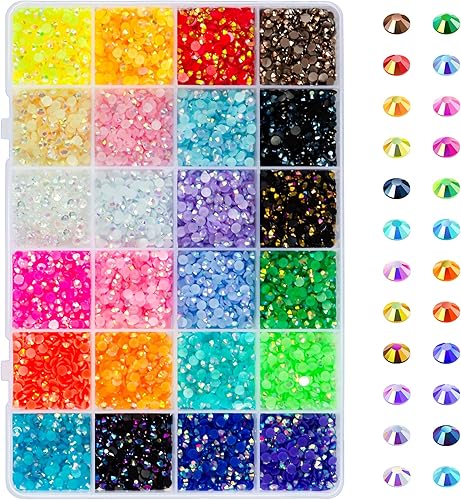 Diamantes de imitación de gelatina de 24 colores con parte trasera plana, diamantes de imitación de colores de 0.157 pulgadas para manualidades,
