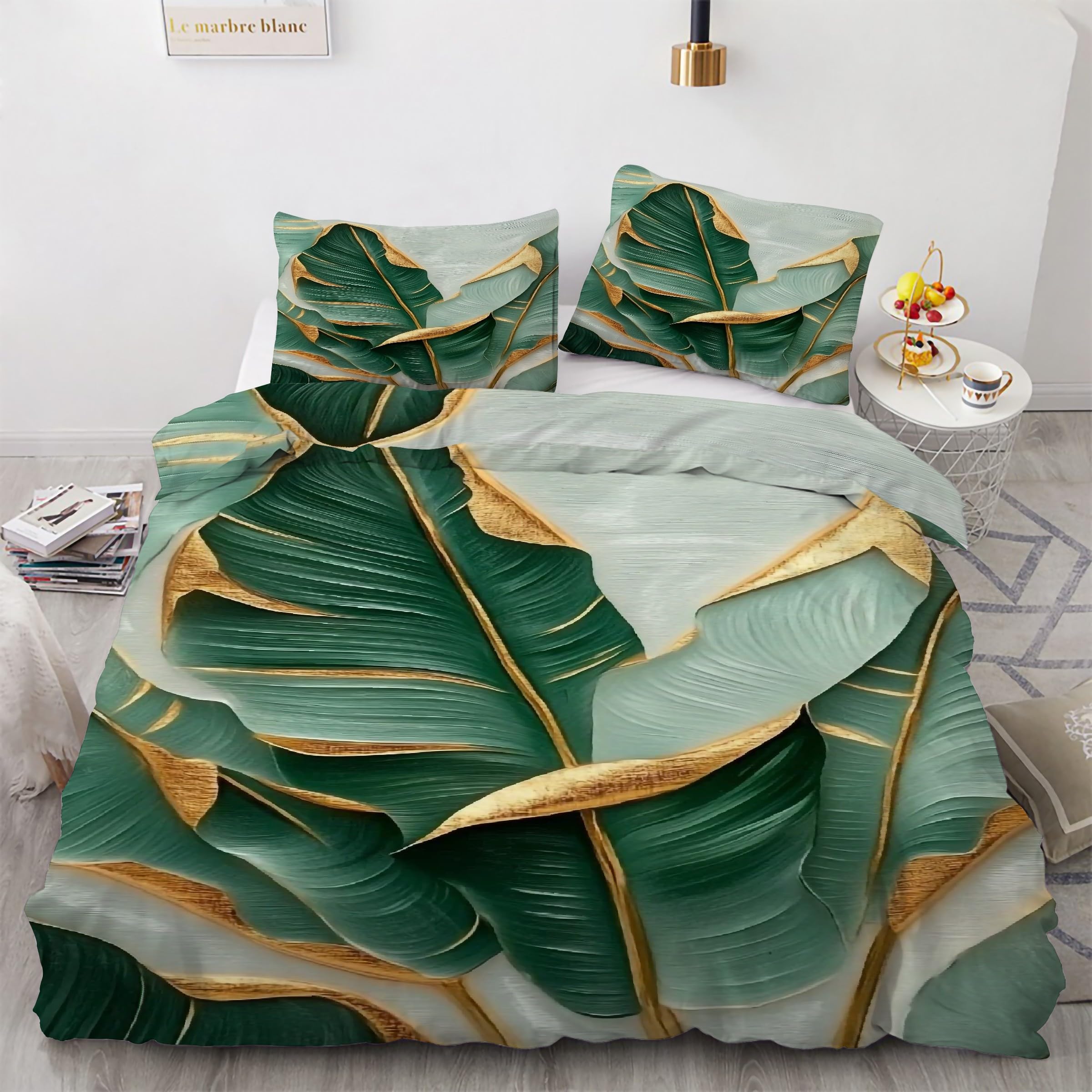 Housse de couette verte 90x190 imprimée pour une chambre d'ado évasion exotique