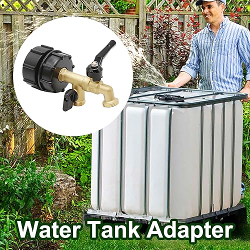 Miniatura 6 de Adaptador de tanque de agua IBC de 275-330 galones, rosca gruesa de 2.36 pulgadas + rosca fina de 2.36 pulgadas, conector de manguera de jardín de