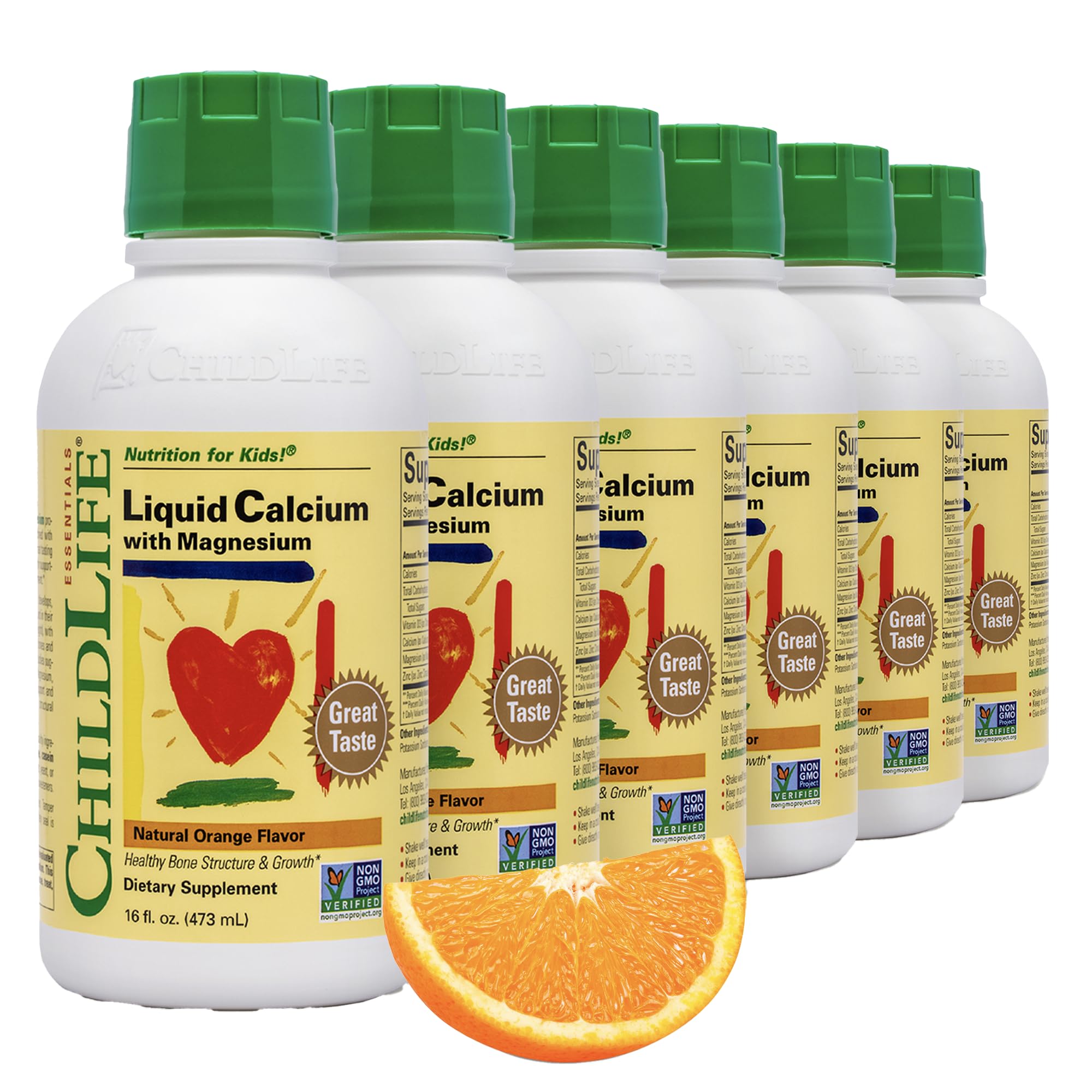 Child Life Liquid Calcium/magnesium,natural Orange Flavor Plastic Bottle, 16-fl. Oz. (Pack of 6)