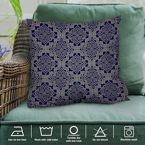 Miniatura 8 de Shrahala Funda de almohada decorativa con diseño geométrico abstracto, medallón de relleno de mosaico, damasco, funda de almohada cuadrada moderna