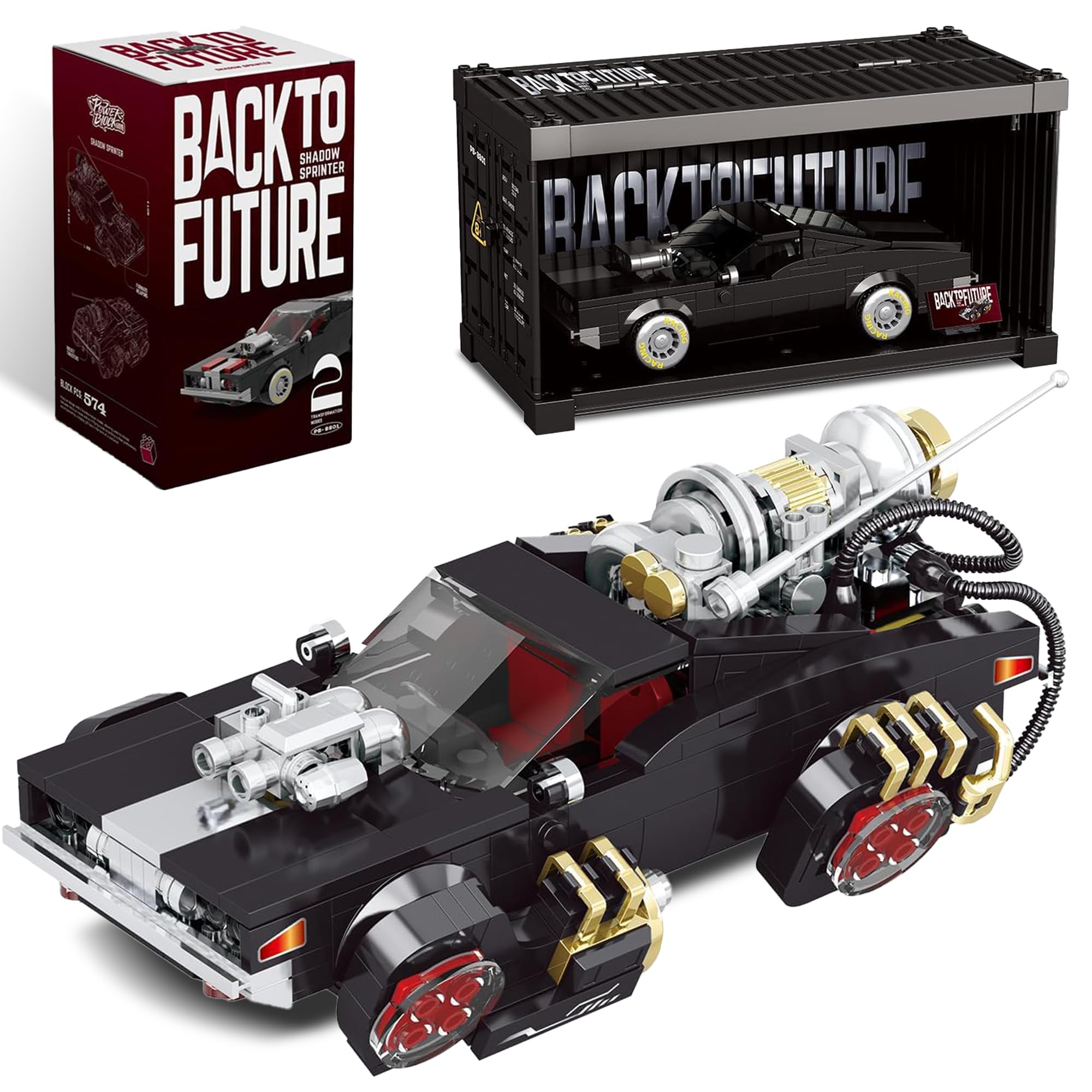 dOMOb Shadow Sprinter Dodge Charger Car Building Kit – 574 pcs Building Blocks Set w/Container Display Box – Modular Scale 1:24 Model – Bricks Toy for