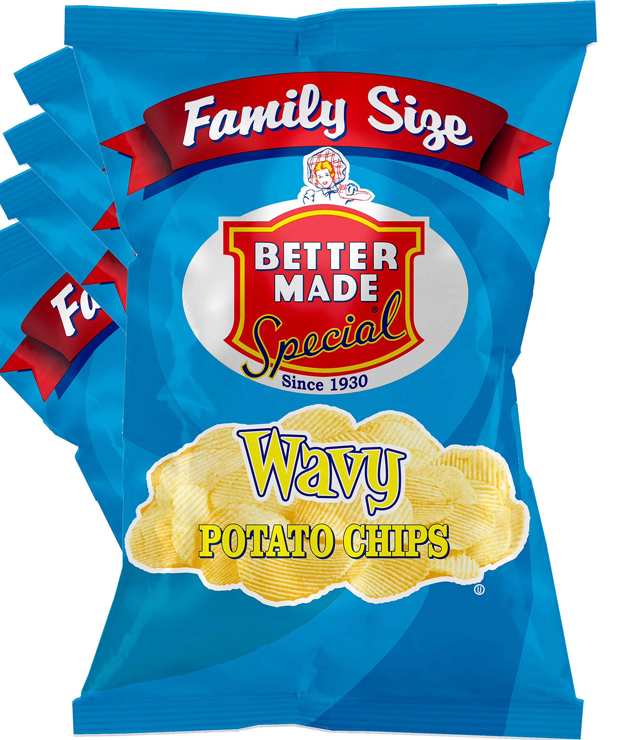 Special Family Size Potato Chips - 8 Pack - 8 x 9 oz Bags - Party Lunch Snacks (Wavy) - Crispy, Crunchy, Salty Snacks Made From Fresh Potatoes - Gluten Free - Family Owned and Operated