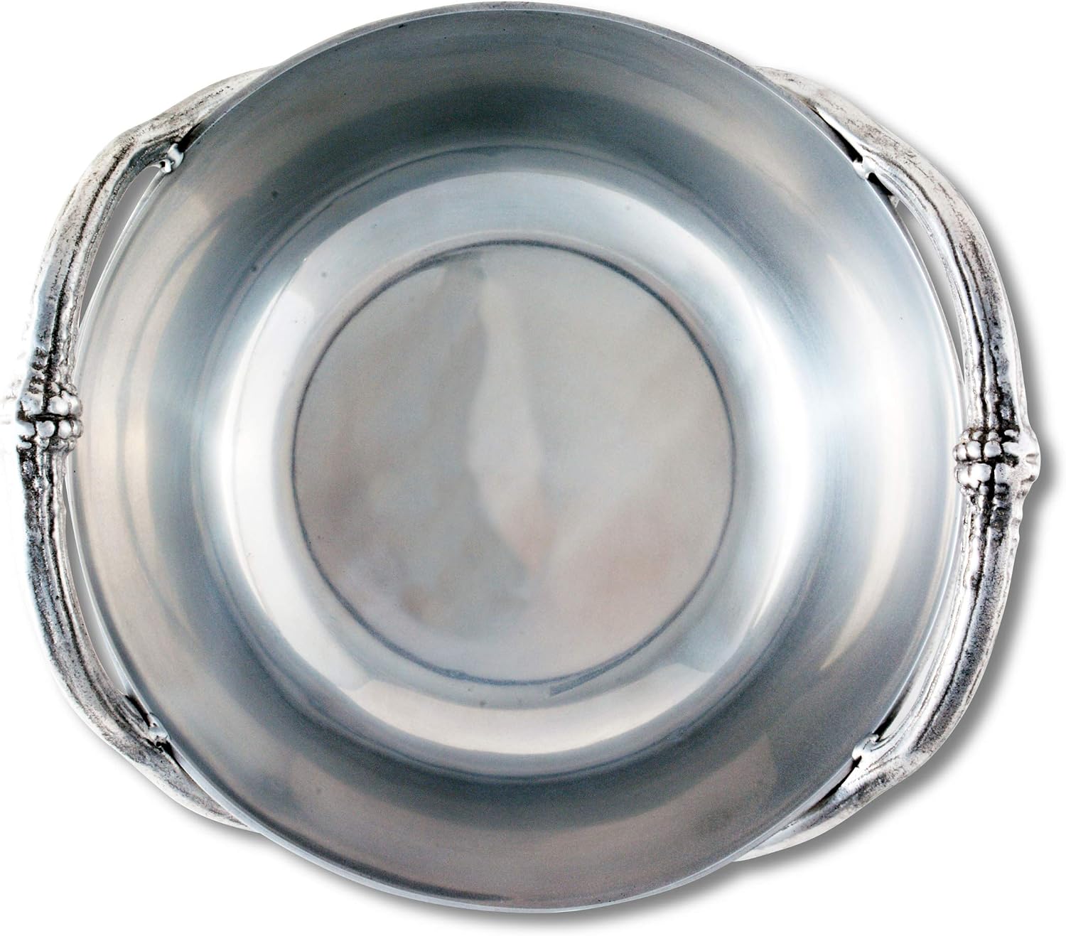 Arthur Court Designs Aluminum Deer Antler Handle Serving Fruit Salad Bowl Refined Rustic 10 inch Diameter 4.5 inch Tall