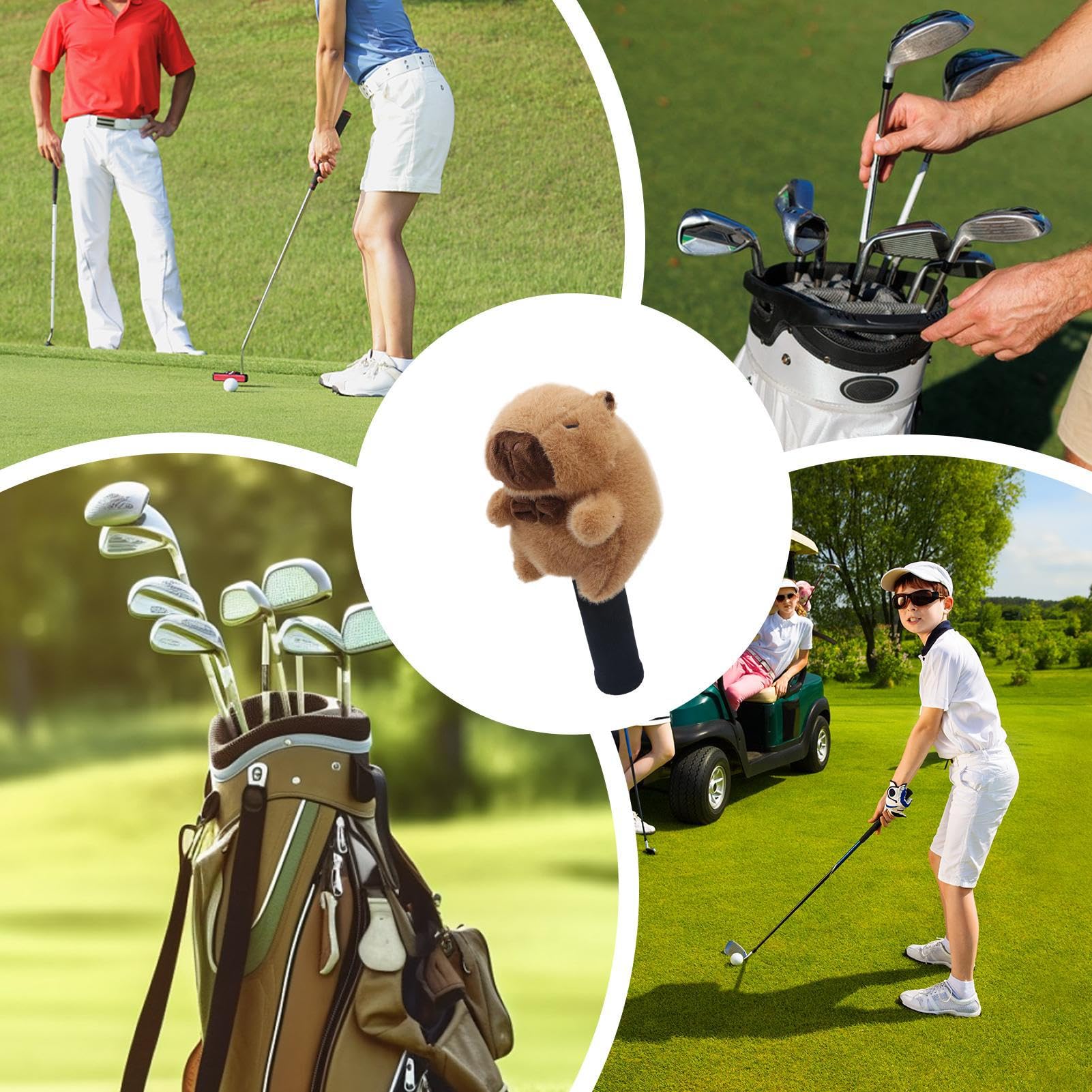 Couverture de Club de Golf Capybara, Couvre-Chefs de Pilote de Dessin animé, Couvre-Chef de Club de Golf en Peluche Capybara Mignon, équipement de Protection en Peluche pour Femmes et Hommes