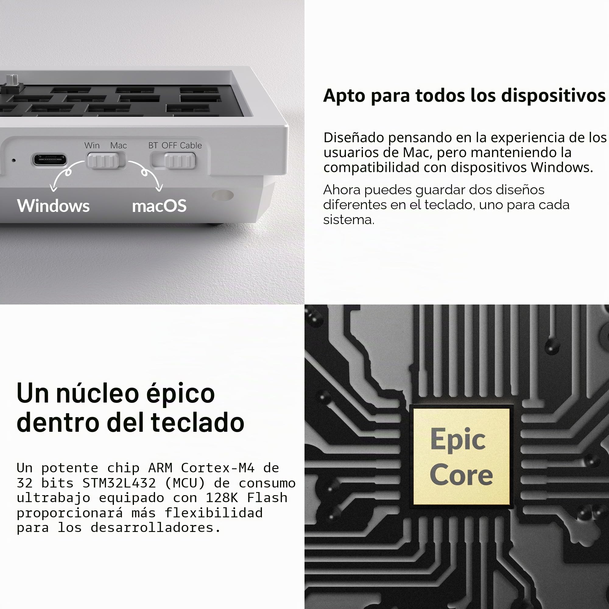 Keychron Q14 Pro Kit de Teclado Mecánico Alice 96% ISO, Cuerpo de Aluminio CNC, Programable QMK, RGB, Bluetooth 5.1, Kit de Juegos Barebone, para Interruptores de 3/5 Pines, Mac y Windows - Blanco