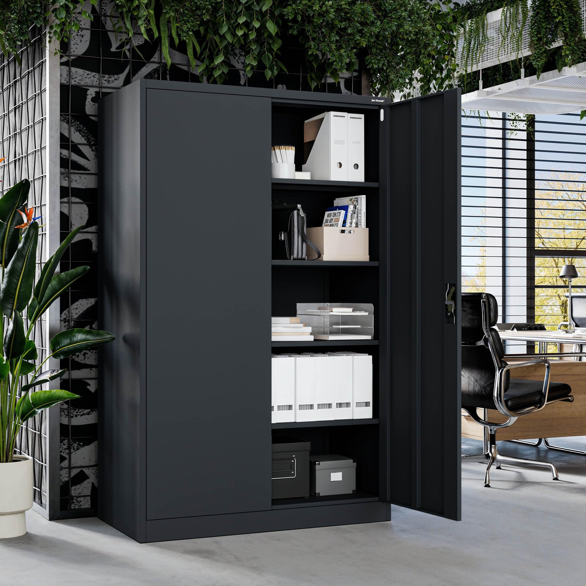 Jan Nowak Armoire métallique verrouillable Grande capacité pour Bureau et Archives Armoire Acier Professionnelle pour dossiers Documents et classement A4 185 x 115 x 60 cm Anthracite