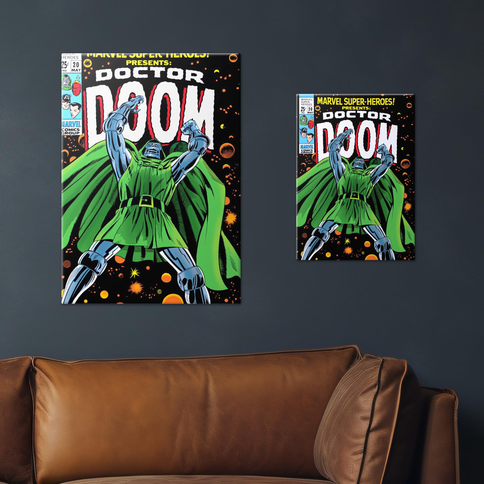 Displate Metall poster Marvel Doctor Doom Classic Comic Größe M | Bild Plakate für Schlafzimmer Dekor, Geschenke. Magnetische Befestigung Wandposter, Wanddeko. Metall Wandkunst.
