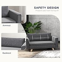 Vista 6 de PawHut Sofá elevado para perros, sofá elevado para mascotas para perros pequeños y medianos con cojines de asiento y respaldo extraíbles