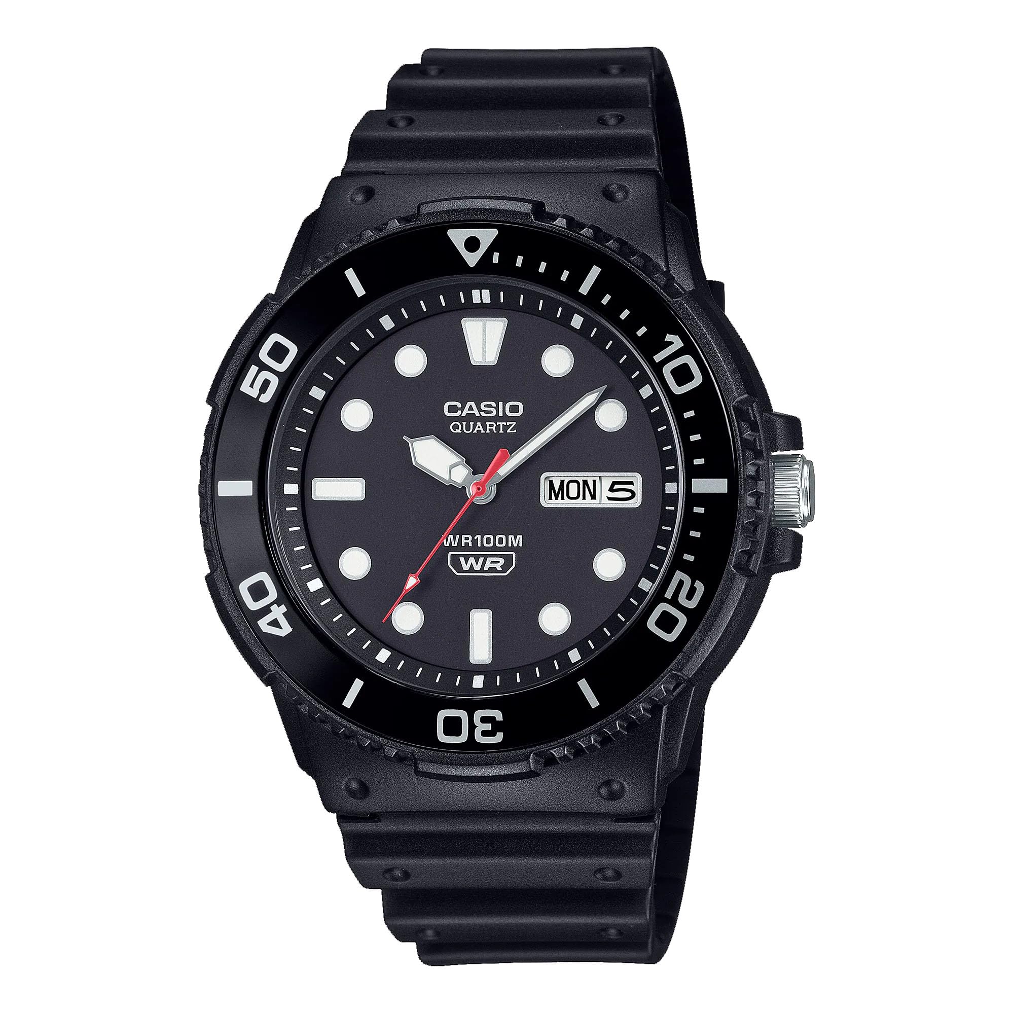 Casio MRW-230H Series | Black | Rotating Bezel | 100M Water Resistant | Day-Date Indicator | Analog Watch, Black