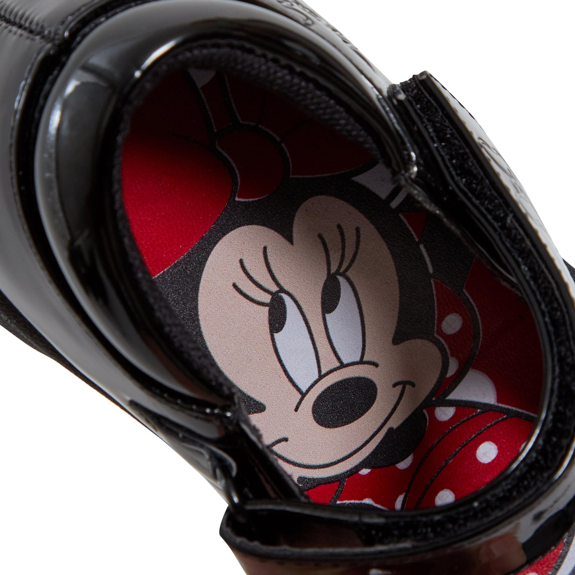 Disney Chaussures d'école Minnie Mouse pour Filles, Chaussures de fête Noires Vernies à Fermeture Facile
