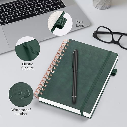 Miniatura 9 de Cuaderno de diario forrado en espiral con 320 páginas, cuadernos para trabajo con hojas perforadas, diarios en espiral para escribir, cuaderno de