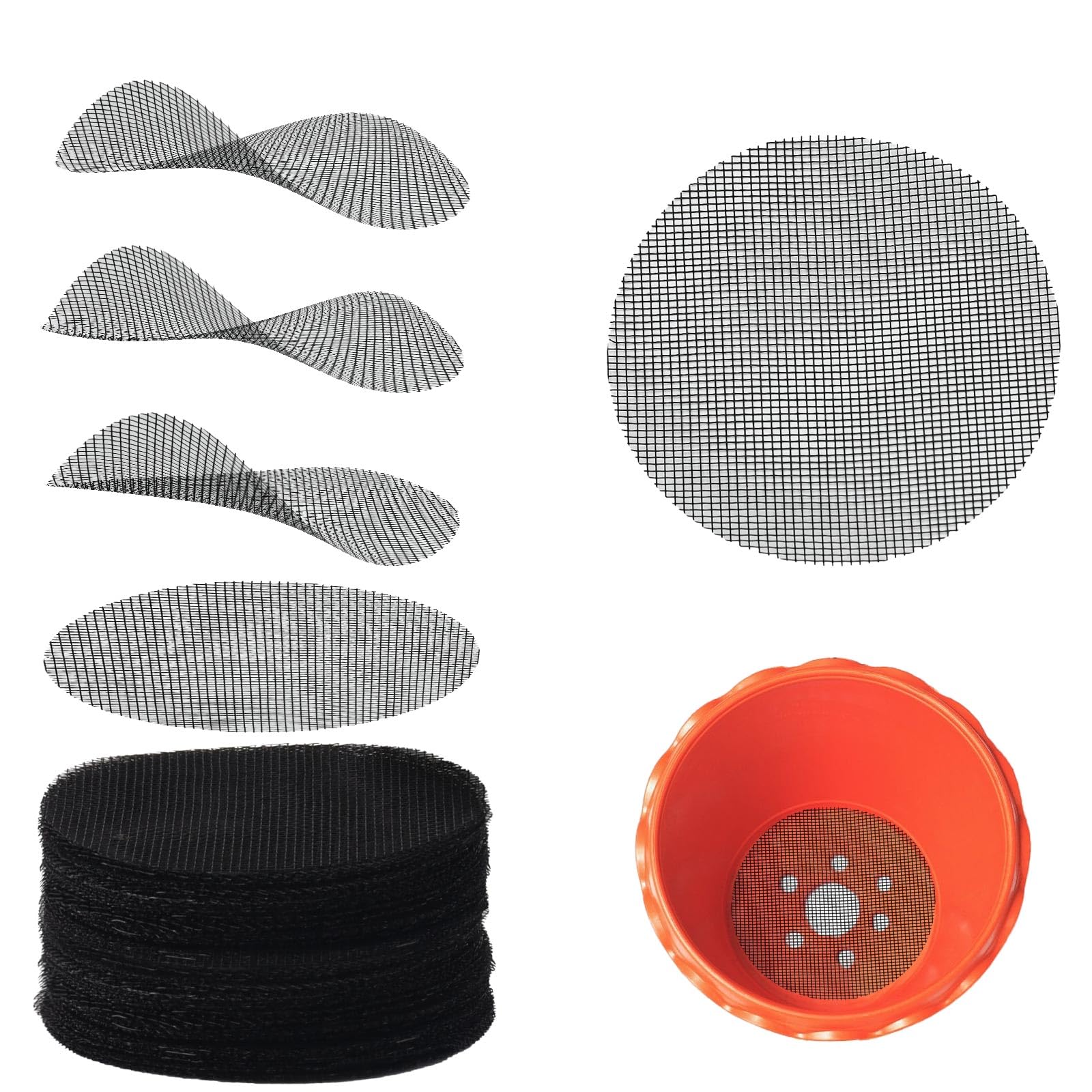 100 Pcs 4 Inch Large Size Flower Pot Hole Mesh Pad, Plant Pot Drainage Hole Screens, Bonsai Pots Bottom Grid Mat Mesh, Drainage Netting Potting Mat, Garden Drainage Mesh Prevent Soil Loss (Round)