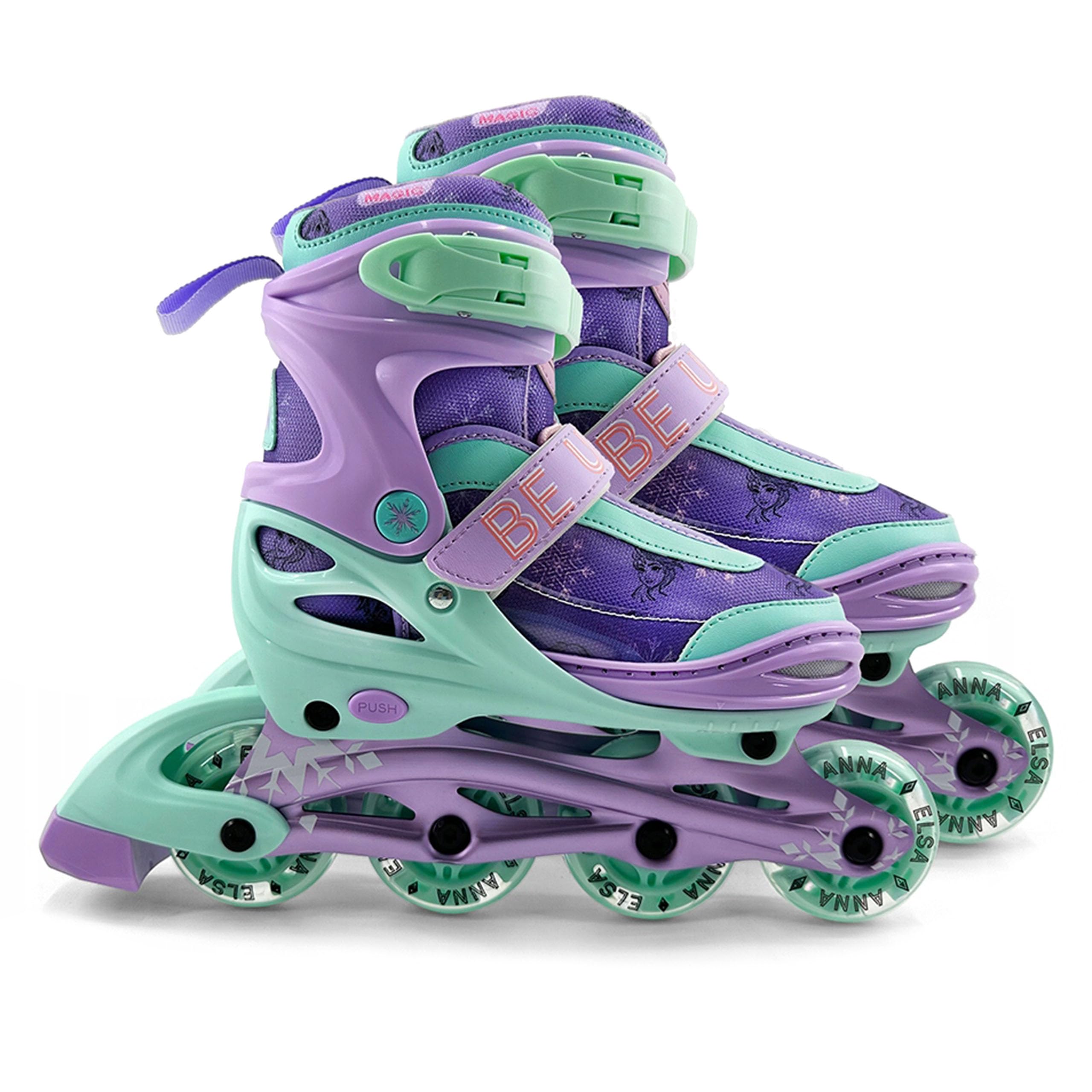 DISNEY Frozen Soft Boot 3-in-1 Roller Skates for Kids, Adjustable, LED – Classic, Training, Quad Skates (violet, 1-2,5 UK) — image 1