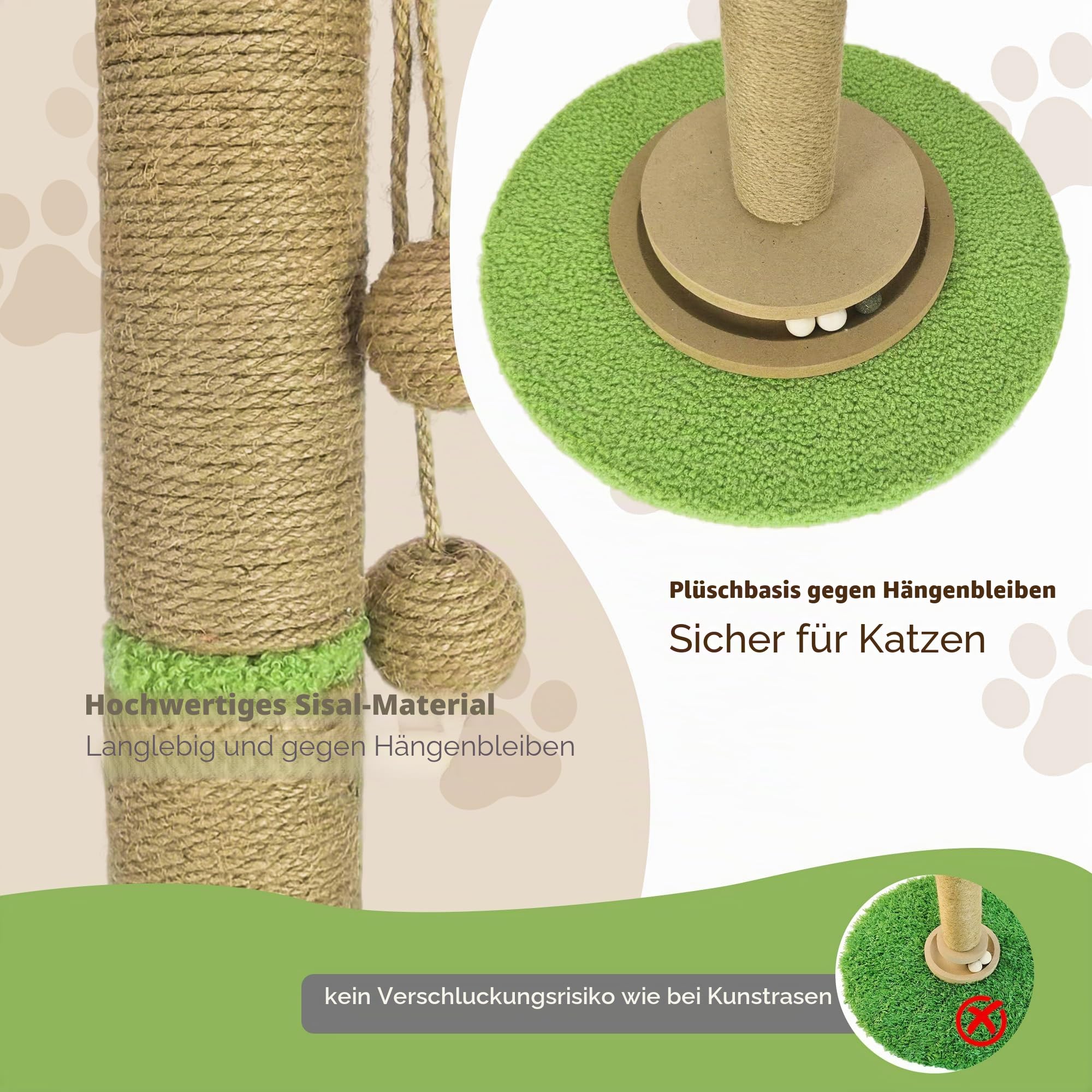 Kirschblüten-Kratzbaum, 91 cm hoch, natürlicher Sisal, stabile Basis, Turm mit interaktivem Trackball-Spielzeug für Indoor-Kätzchen und große Katzen, japanische ästhetische