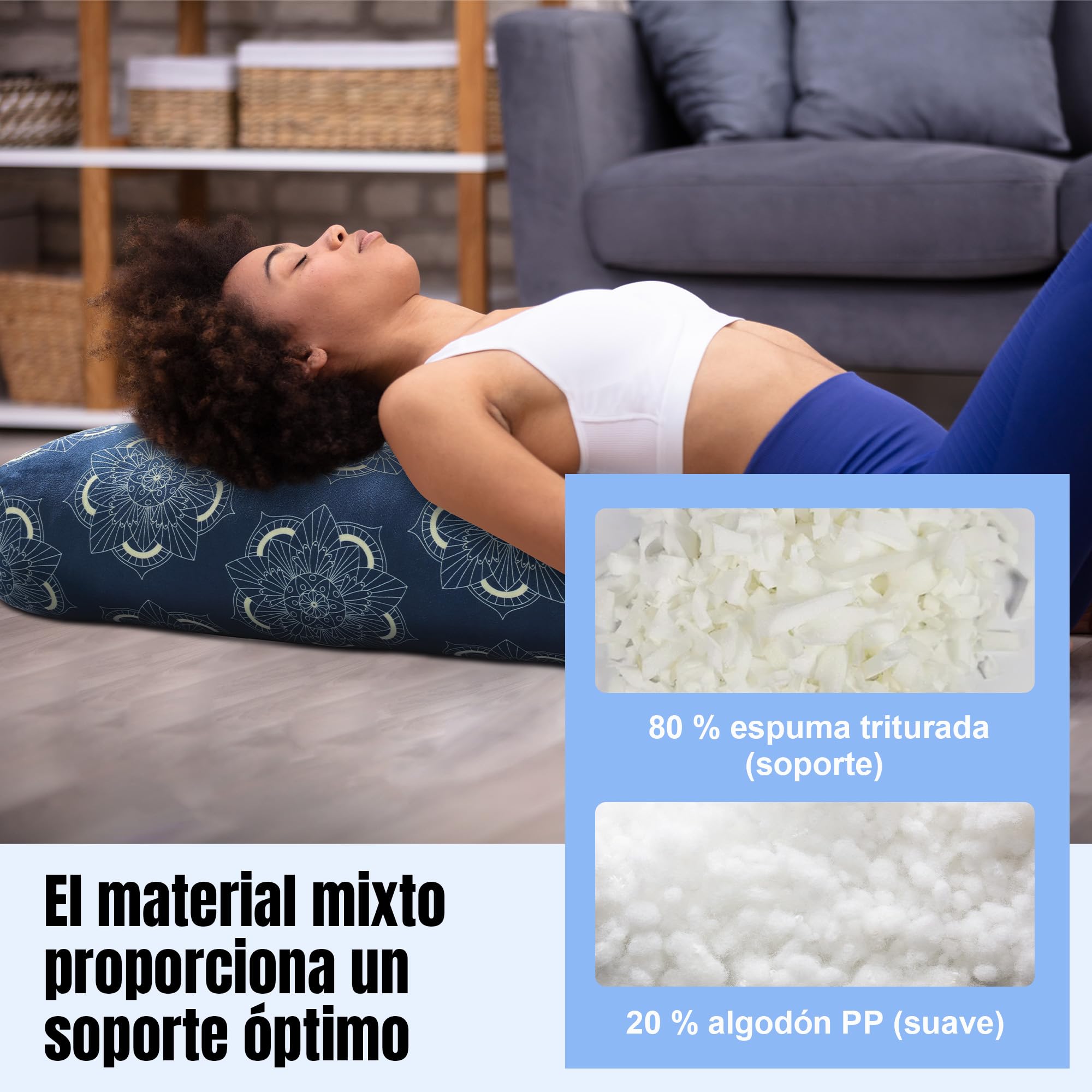 Almohada De Yoga, Almohada Rectangular De Yoga Para MeditacióN Restaurativa, CojíN De MeditacióN Con Asa De Transporte, 70 X 27 X 15 cm