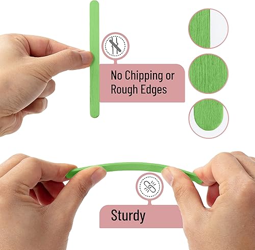 Vista 13 de Mr. Pen - Palitos de paletas de colores, palitos de madera de colores arcoíris para manualidades, paquete de 200, 4.5 pulgadas, suministros