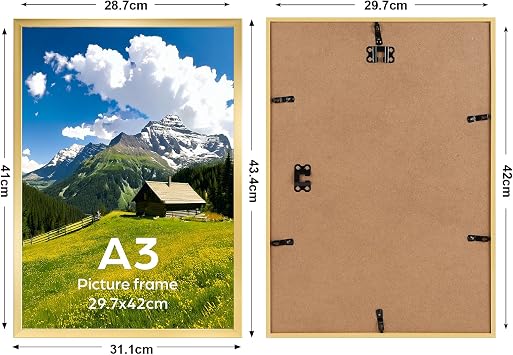 A3 Picture Frame Gold, Large Poster Frame for Horizontal or Vertical Wall Display in Living Room, Office, Gallery