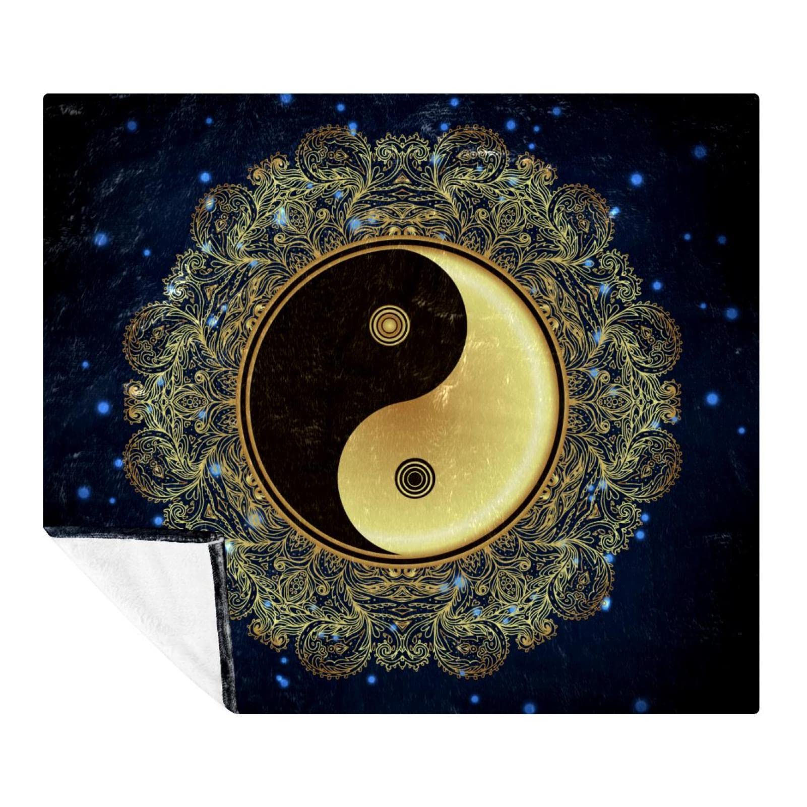 Couverture Polaire Yin Yang potins Galaxie Vintage pour lit et canapé