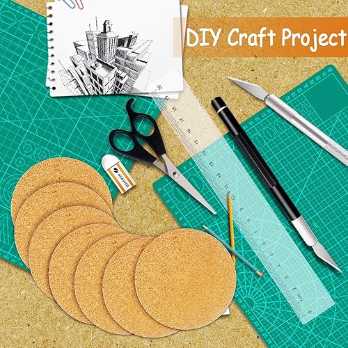Miniatura 6 de Paquete de 30 azulejos redondos de corcho autoadhesivos de 4 pies para manualidades
