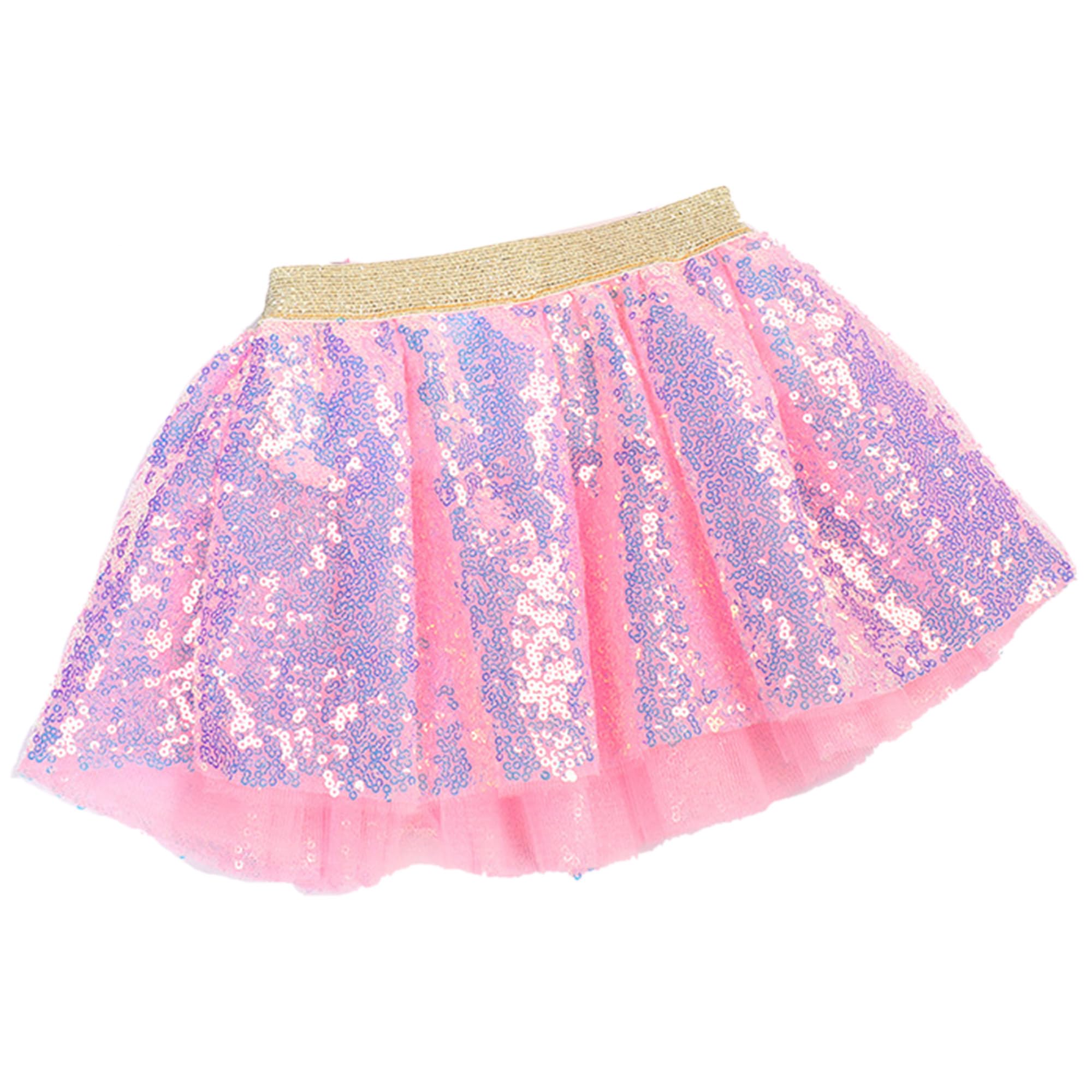 BabyMoon Set of 2 Glittering Princess Girl’s Tutu Skirt with Headband | Baby Photoshoot Props | 3-8 Years | Pink - Image 2 thumbnail