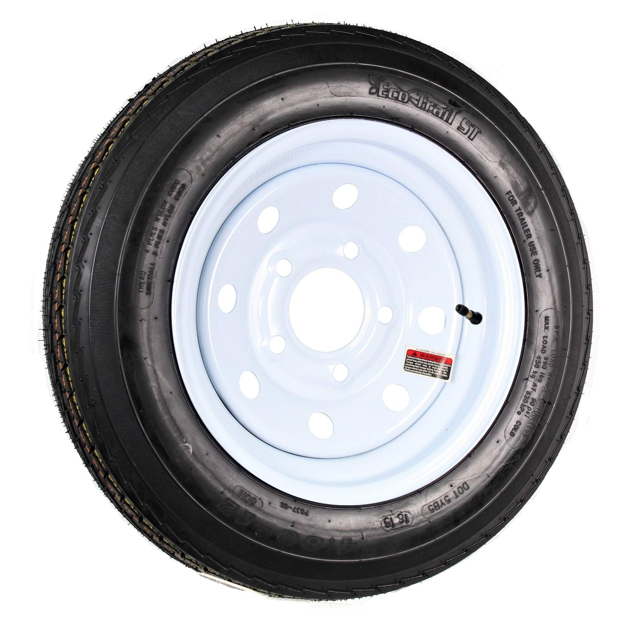 eCustomrim Trailer Tire Rim Assembly 480-12 4.80-12 480X12 5 Lug White